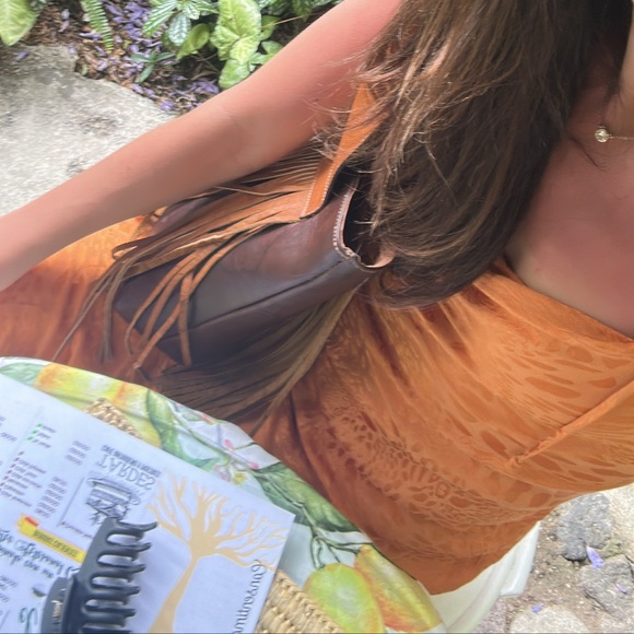 Orange line + dot Maxi Dress - Picture 4 of 4